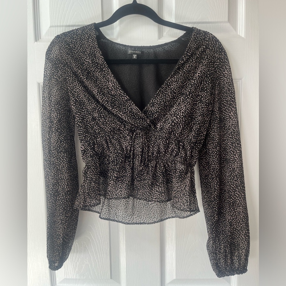 Dynamite Black and Pink Patterned Blouse